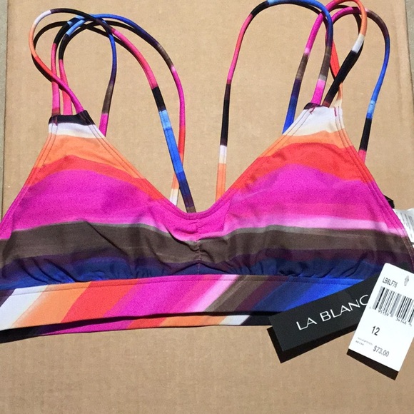 NWOT $72 LA BLANCA HORIZON 12 STRAP TOP - Picture 3 of 5